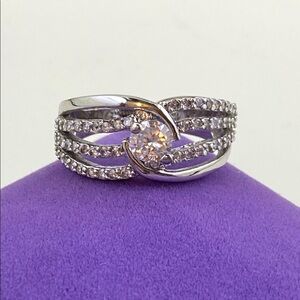 💛 Classic Sterling Silver CZ Bypass Statement Ring